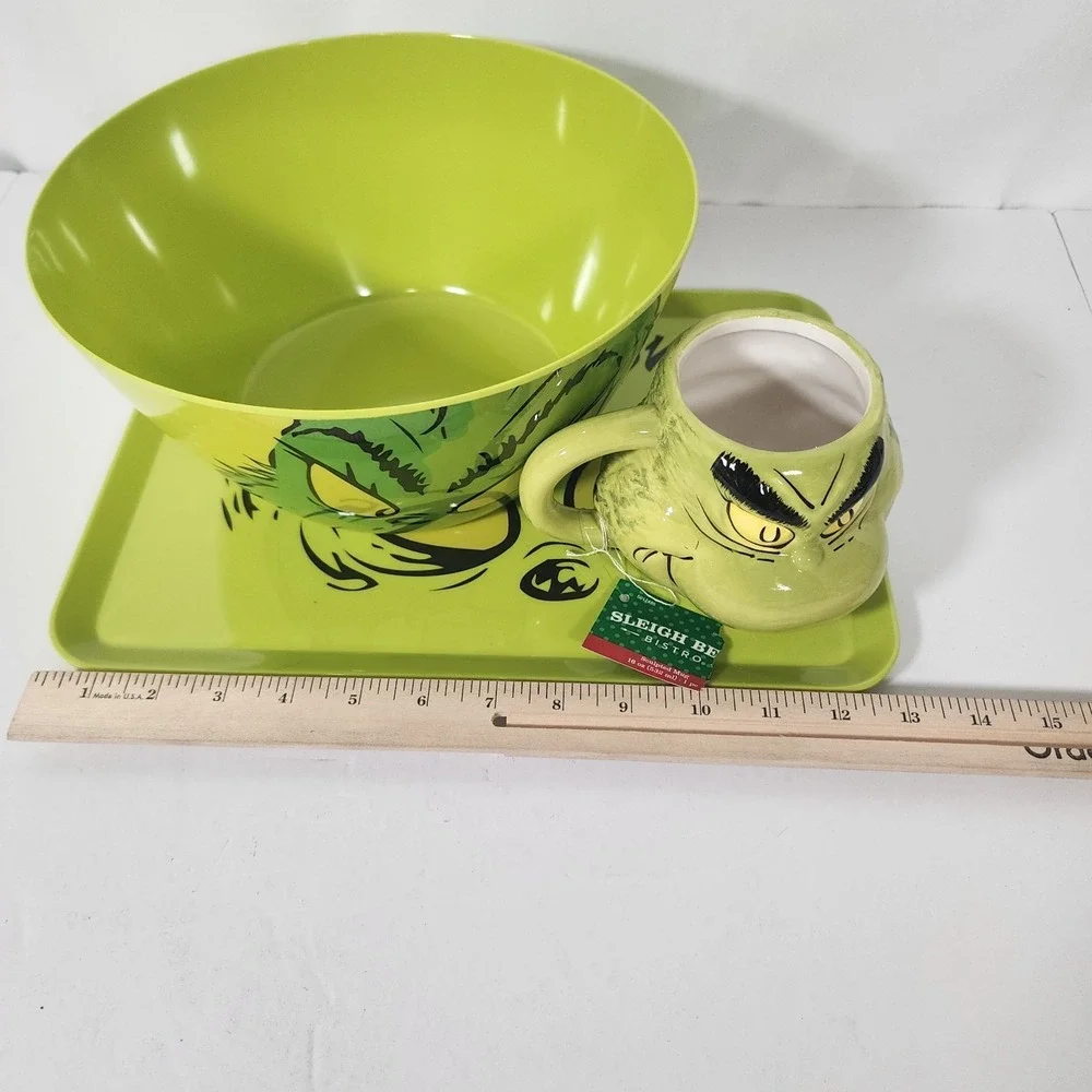 2023 Dr Seuss Grinch Tray Bowl Mug Set Christmas Tableware